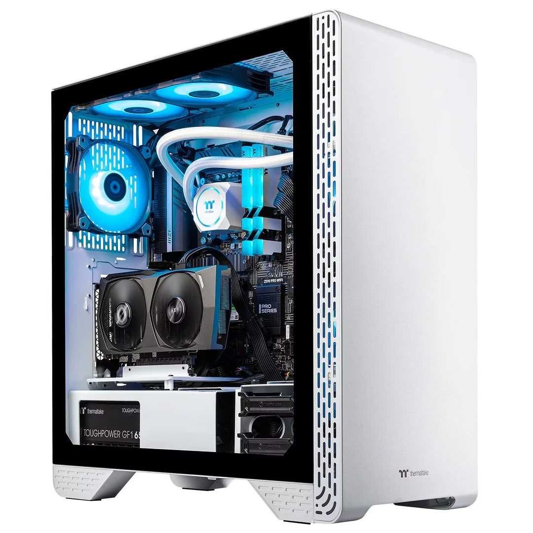THERMALTAKE GLACIER I360 LIQUID-COOLED PC (INTEL I5-11600K, RTX 3060, 16GB RGB 3200MHZ DDR4 TOUGHRAM RGB MEMORY, 1TB NVME M.2, WIFI, WIN 10 HOME) GAMING DESKTOP COMPUTER S3WT-Z590-G36-LCS