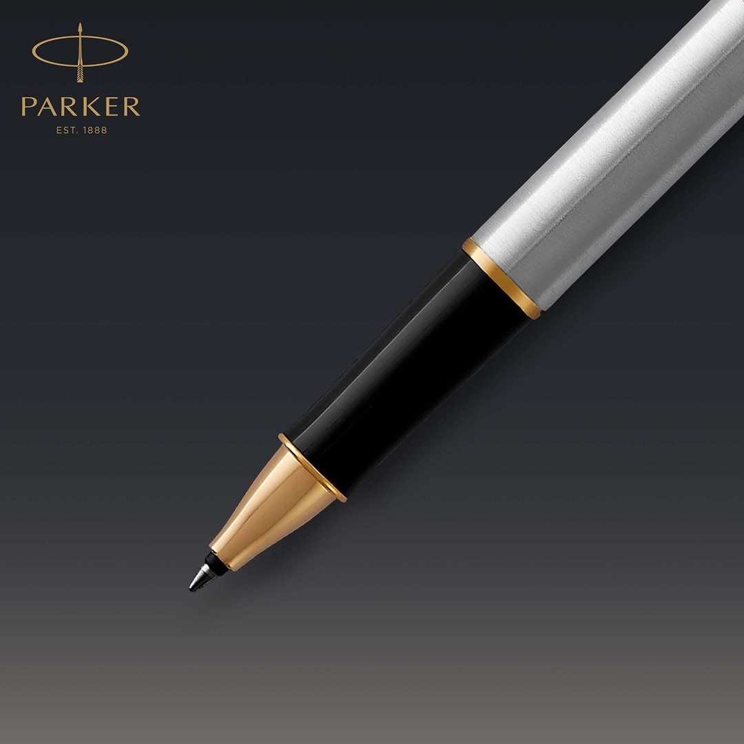 PK  Sonnet Rollerball Pen, Prestige Chiselled Silver with Gold Trim, Fine Point Black Ink