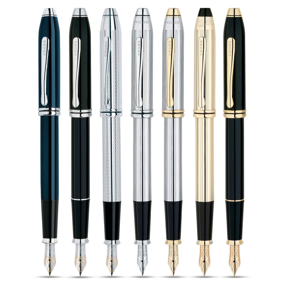 Cross Townsend Medalist Chrome Fountain Pen with 23KT Gold-Plated Appointments and 23KT Gold-Plated Medium Nib