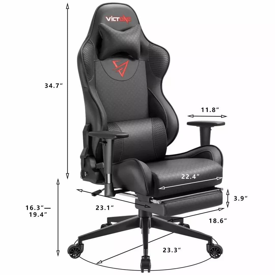 VICTONE MASSAGE GAMING CHAIR, ERGONOMIC OFFICE CHAIR LARGE SIZE COMPUTER CHAIR, RACING SEAT SWIVEL CHAIR WITH FOOTREST AND MASSAGE LUMBAR SUPPORT