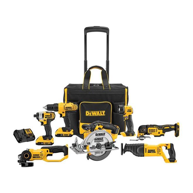 Dewalt Cordless 7-Tool Combo Kit with Batteries and Charger – Brushless Motor – LED Light