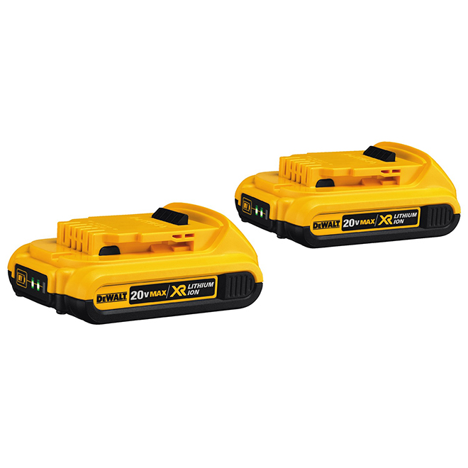 Dewalt XR 20-Volt Max 2Ah Compact Lithium Ion Batteries – 3-LED Fuel Gauge Indicator – No Self-Discharge – 2 Per Pack