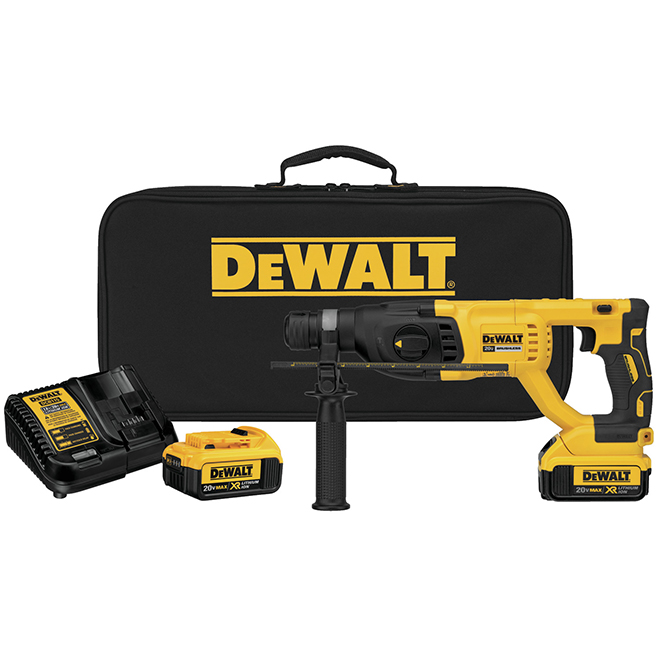 Dewalt XR 20-Volt Max 1-in Cordless Rotary Hammer Drill with Batteries and Charger – Brushless Motor – 1500 RPM
