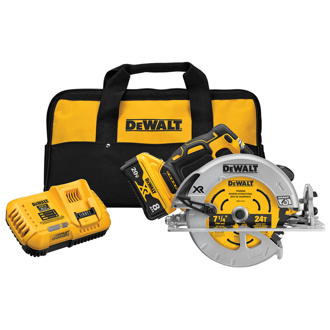 Dewalt XR 20-V Max 7 1/4-in Circular Saw with Power-Detect Tool – Brushless Motor – Lithium Ion – 57° Bevel Capacity
