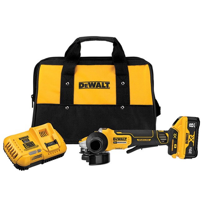 Dewalt XR 20-V Max 4 1/2-in Cordless Angle Grinder – 1350-W – Brushless – Kickback Brake