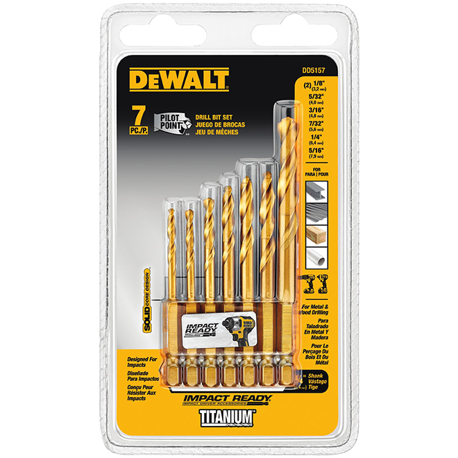 Dewalt Steel Drill Bit Set – Impact Ready – 1/4” – 7/Pcs