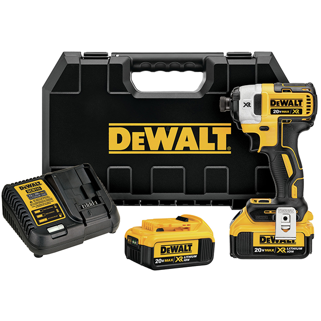 Dewalt XR 20-Volt Max Cordless Impact Driver Kit – Brushless Motor – 3-Speed Settings – Quick Release