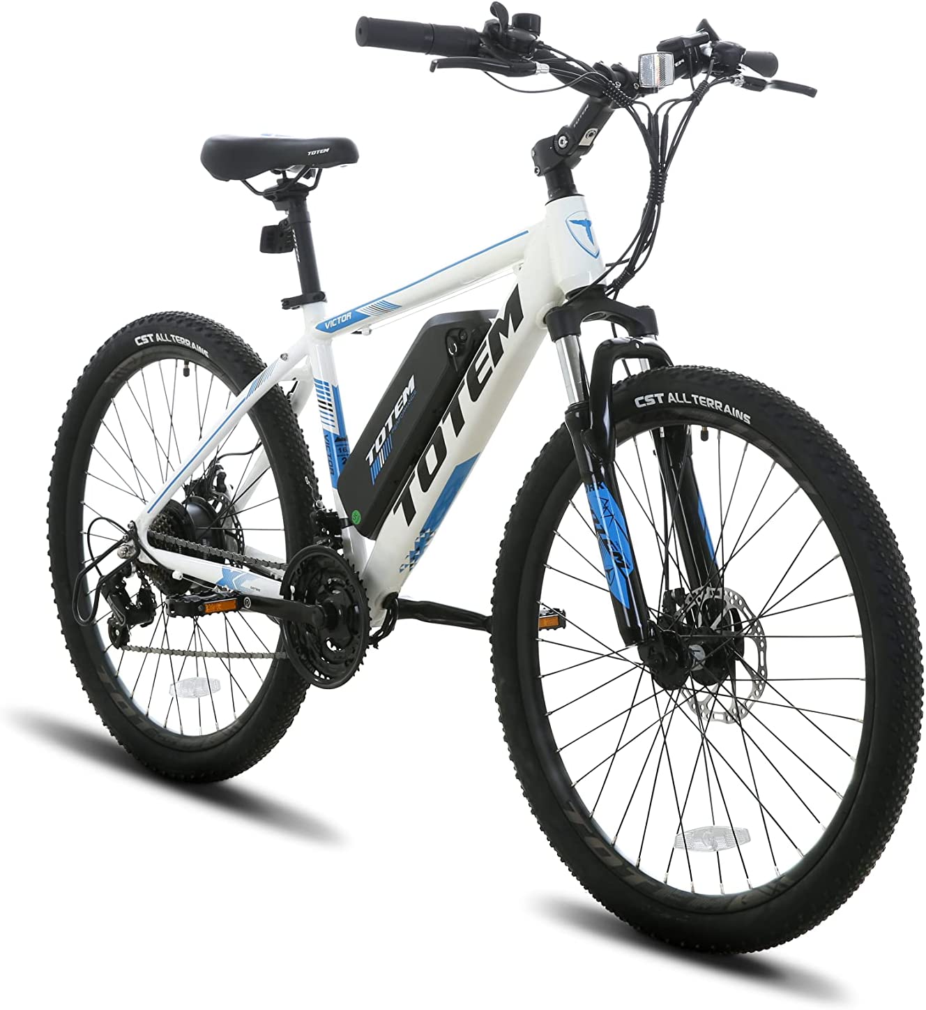 Totem Electric Bike for Adults 26”, Electric Mountain Bicycle 350W Motor, 20MPH Victor 2.0 with 36V 10.4Ah Removable Battery, E-MTB with Shimano 21 Speed Gears, Upgraded Adjustable stem