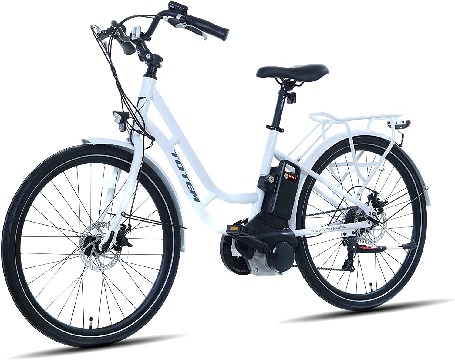 Totem Powered by Panasonic Electric Bike for Adults 26'', Urban Electric Bicycle with 250W Removable Panasonic 25.2V 16Ah Lithium Battery, City Electric Bike with Shimano 7-Speed Gears