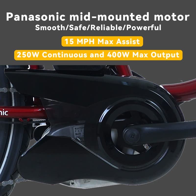Totem Powered by Panasonic Electric Bike for Adults 26'', Urban Electric Bicycle with 250W Removable Panasonic 25.2V 16Ah Lithium Battery, City Electric Bike with Shimano 7-Speed Gears