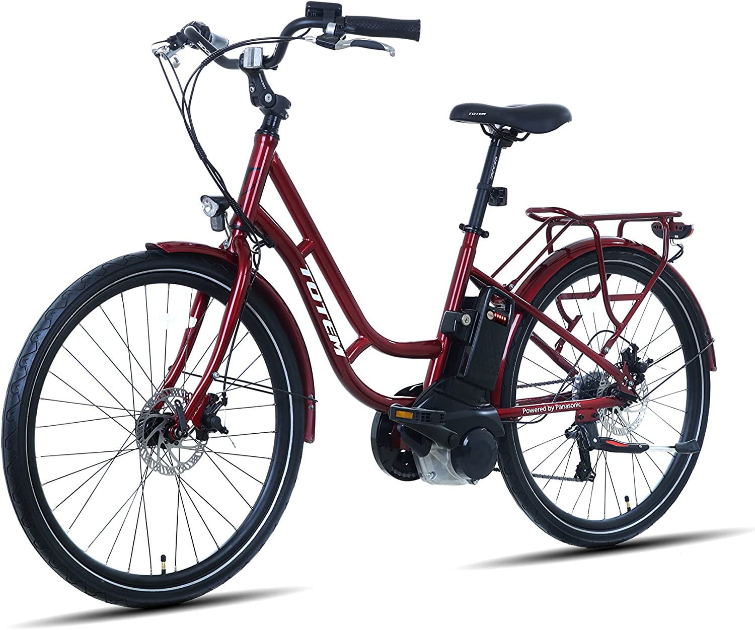 Totem Powered by Panasonic Electric Bike for Adults 26'', Urban Electric Bicycle with 250W Removable Panasonic 25.2V 16Ah Lithium Battery, City Electric Bike with Shimano 7-Speed Gears