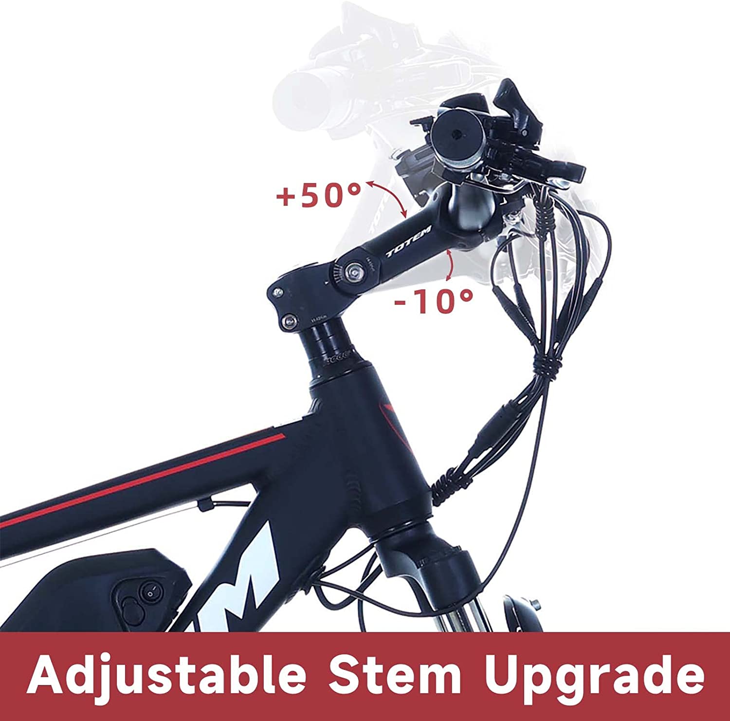 Totem Electric Bike for Adults 26”, Electric Mountain Bicycle 350W Motor, 20MPH Victor 2.0 with 36V 10.4Ah Removable Battery, E-MTB with Shimano 21 Speed Gears, Upgraded Adjustable stem