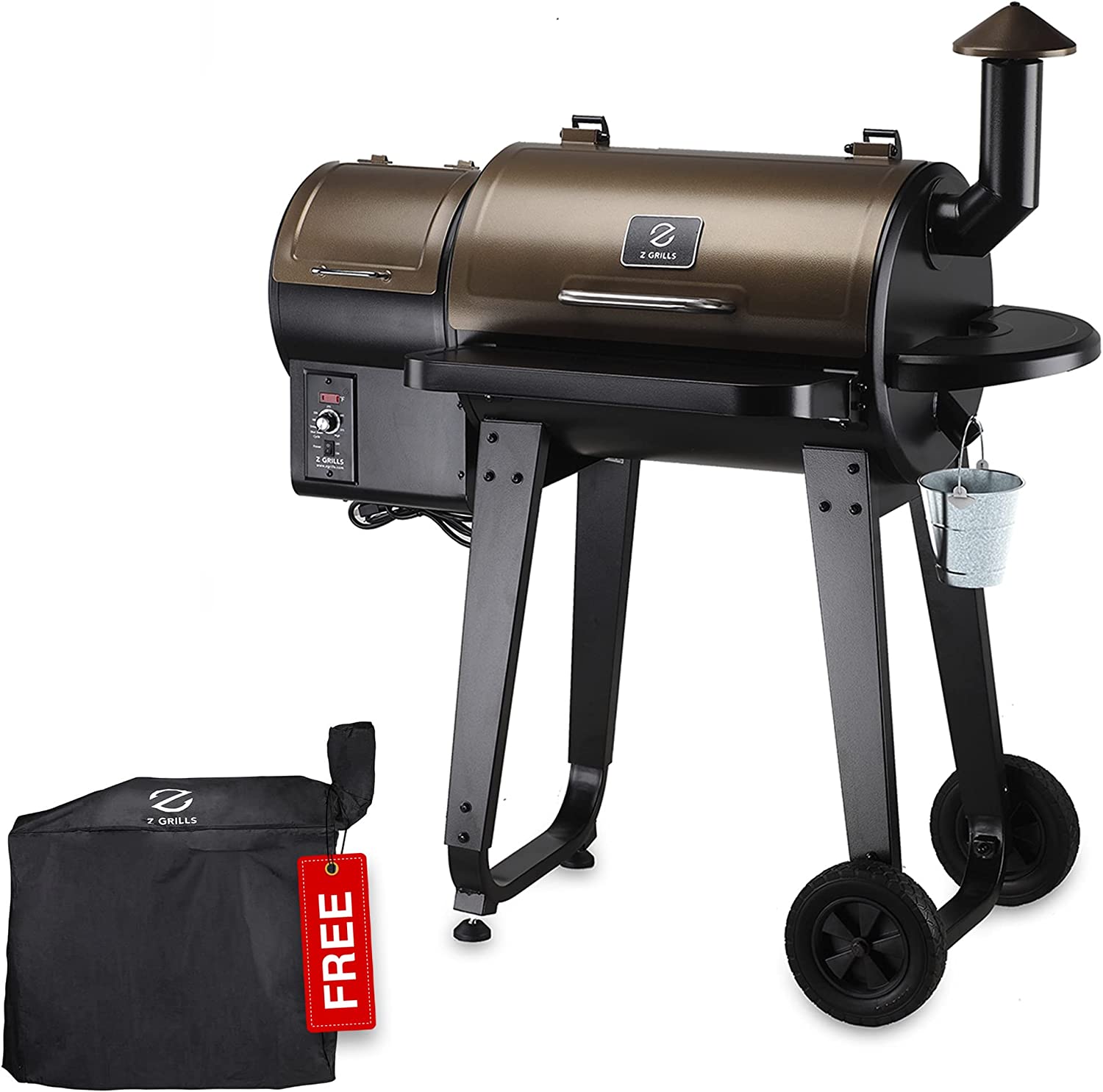 Z GRILLS ZPG-450A 2022 Upgrade Wood Pellet Grill & Smoker 6 in 1 BBQ Grill Auto Temperature Control, 450 Sq in Bronze