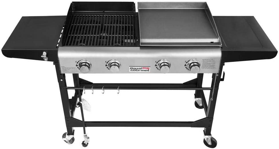 Royal Gourmet GD401 Portable Propane Gas Grill and Griddle Combo with Side Table, Black & Blackstone 36 inch Griddle Cover Waterproof 600D Polyester Heavy Duty Flat top 36″ Gas Grill Cover Exclusively