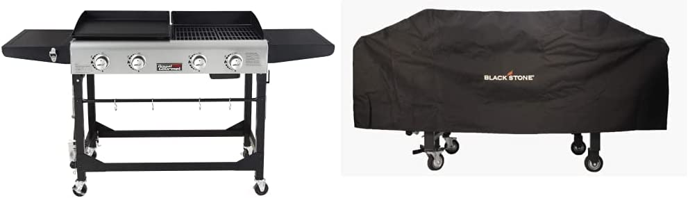 Royal Gourmet GD401 Portable Propane Gas Grill and Griddle Combo with Side Table, Black & Blackstone 36 inch Griddle Cover Waterproof 600D Polyester Heavy Duty Flat top 36″ Gas Grill Cover Exclusively