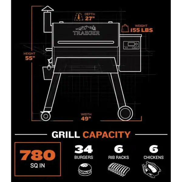 Pro 780 Wifi Pellet Grill and Smoker in Black