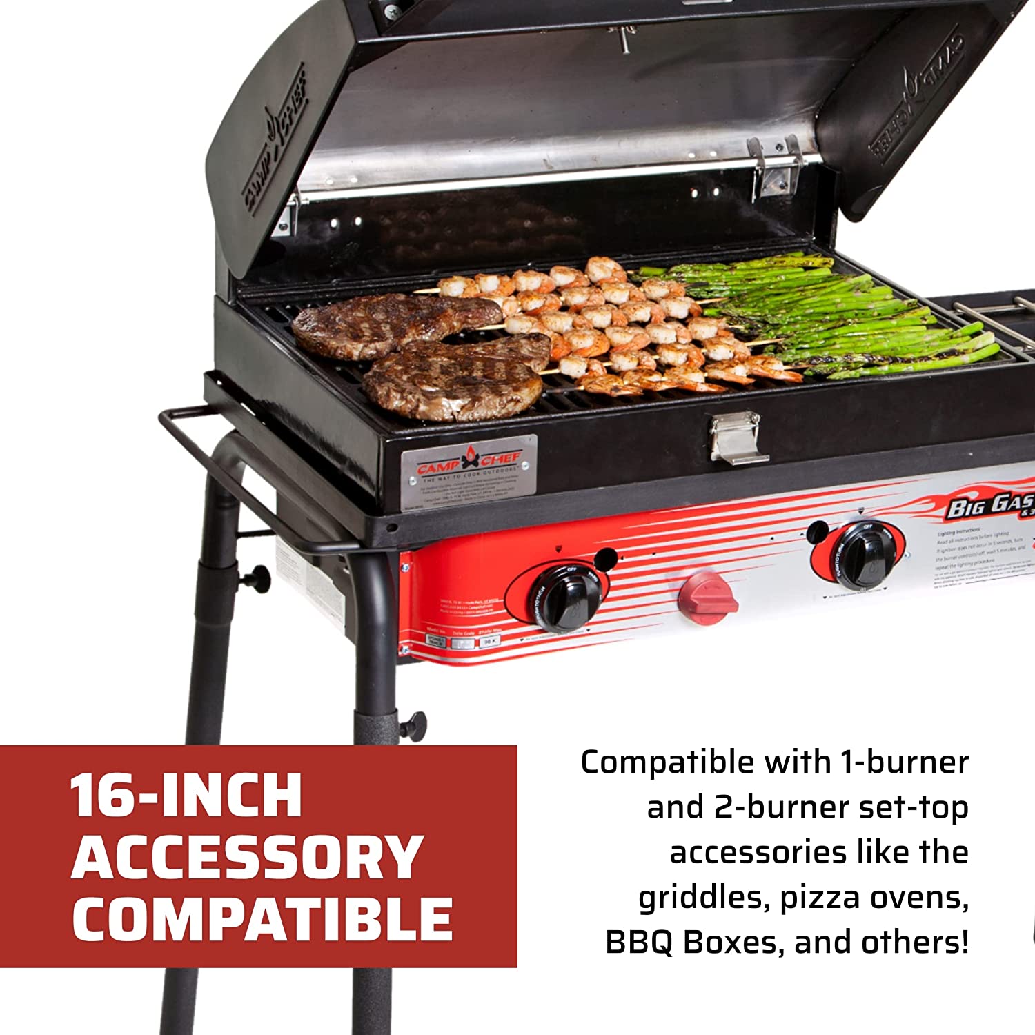 Camp Chef Big Gas Grill, 3 Burner Stove, Professional BBQ Grill Box (BB90L), Cooking Dimensions: 16 in x 38 in