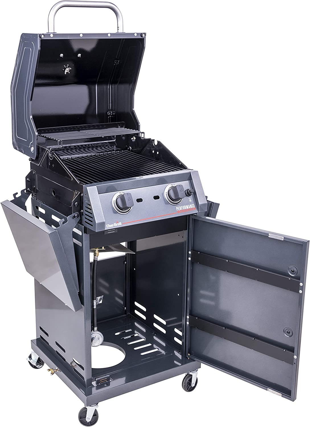 Char-Broil 463655621 Performance TRU-Infrared 2-Burner Cabinet Style Liquid Propane Gas Grill, Metallic Gray