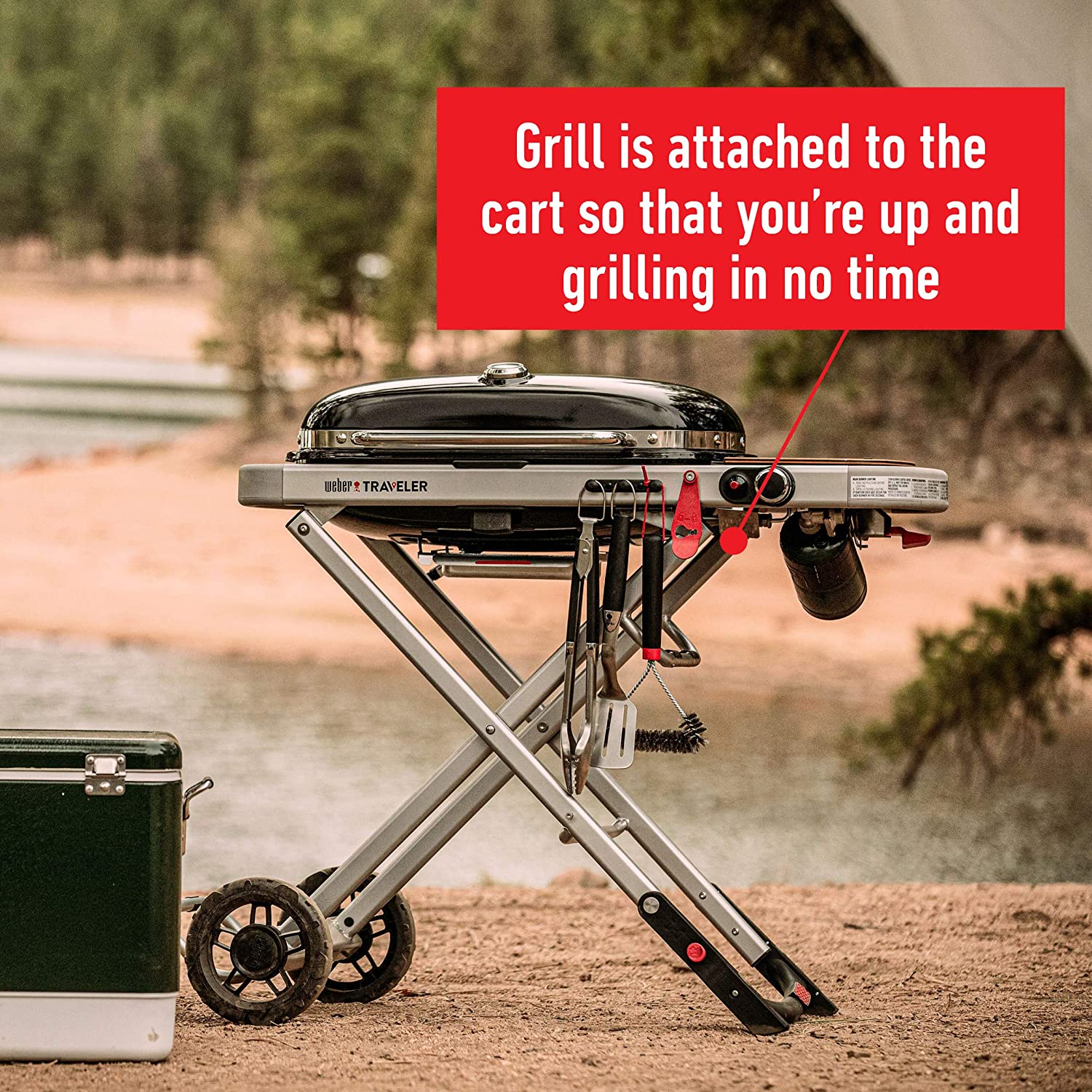 The Weber Traveler Portable Gas Grill, Red