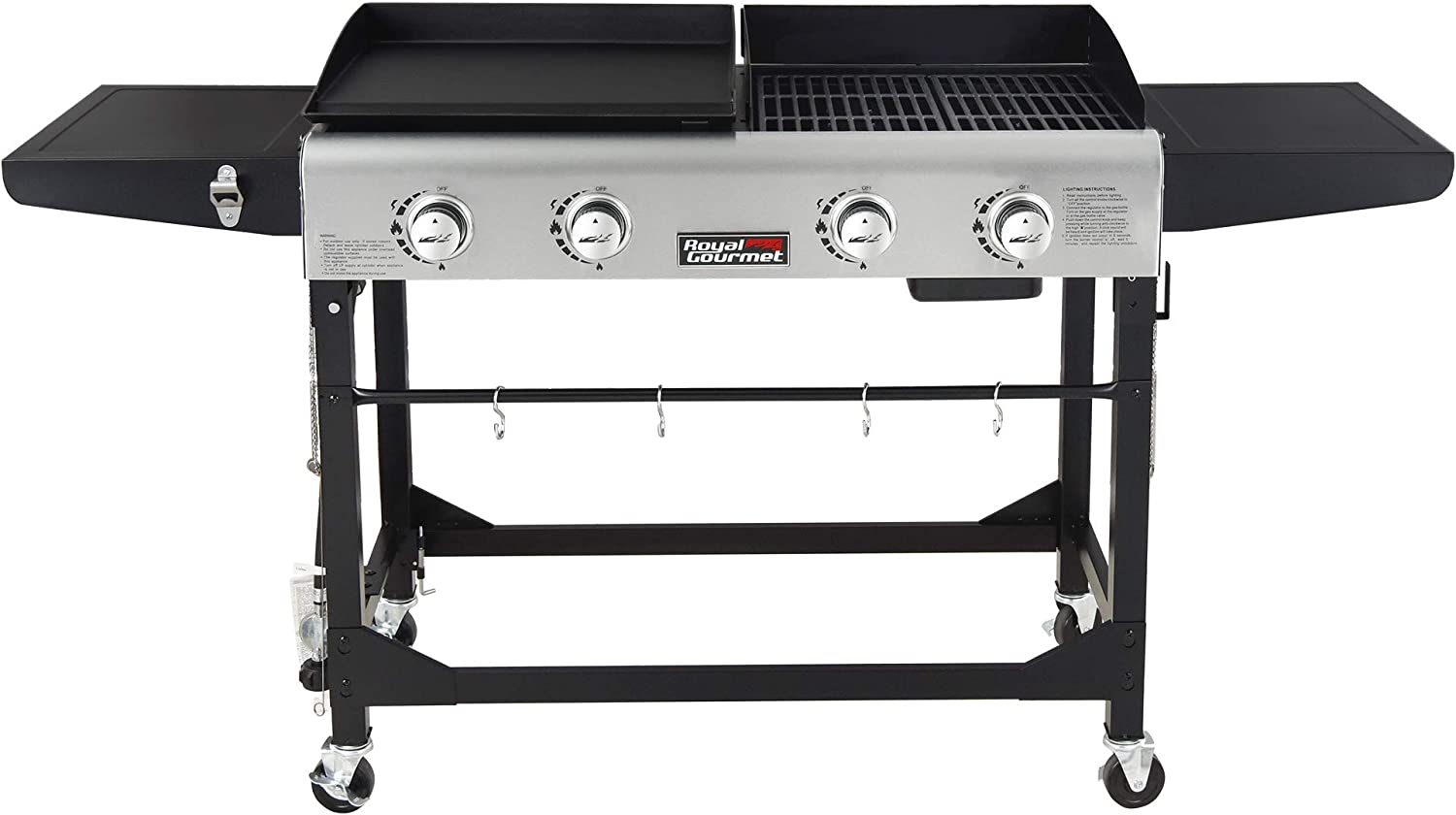Royal Gourmet GD401 Portable Propane Gas Grill and Griddle Combo with Side Table, Black & Blackstone 36 inch Griddle Cover Waterproof 600D Polyester Heavy Duty Flat top 36″ Gas Grill Cover Exclusively