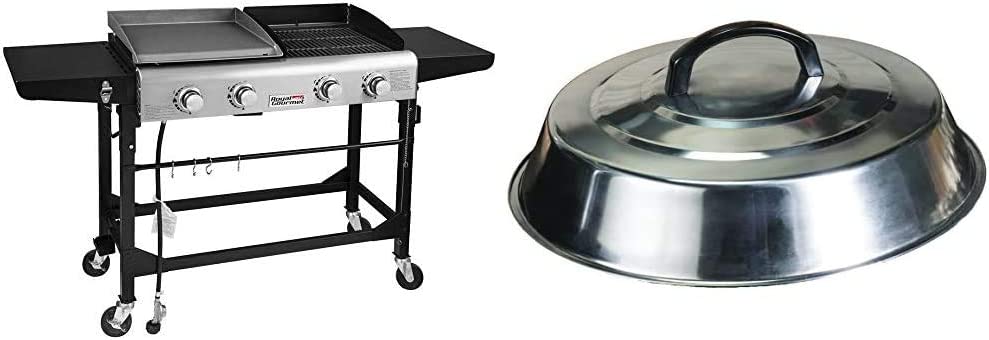 Royal Gourmet GD401 Portable Propane Gas Grill and Griddle Combo with Side Table, Black & Blackstone 36 inch Griddle Cover Waterproof 600D Polyester Heavy Duty Flat top 36″ Gas Grill Cover Exclusively