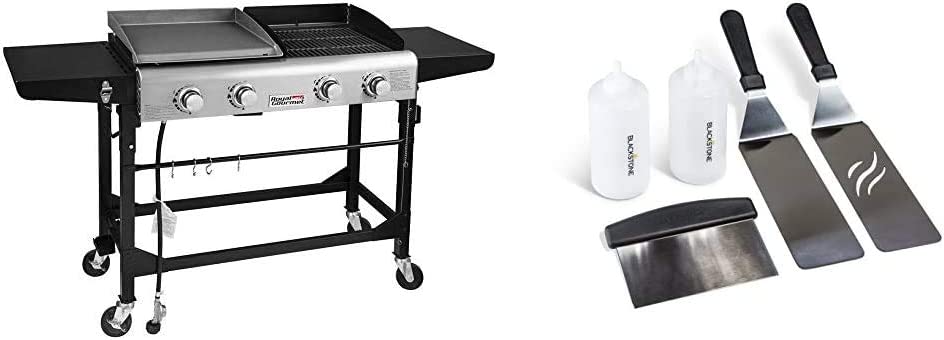 Royal Gourmet GD401 Portable Propane Gas Grill and Griddle Combo with Side Table, Black & Blackstone 36 inch Griddle Cover Waterproof 600D Polyester Heavy Duty Flat top 36″ Gas Grill Cover Exclusively