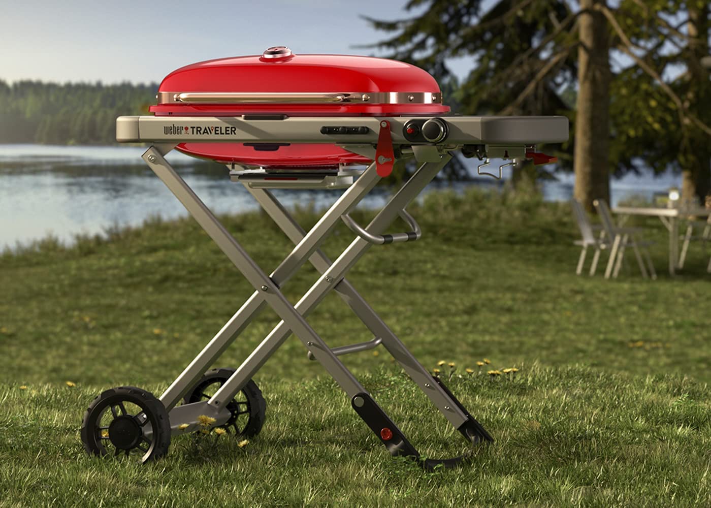 The Weber Traveler Portable Gas Grill, Red