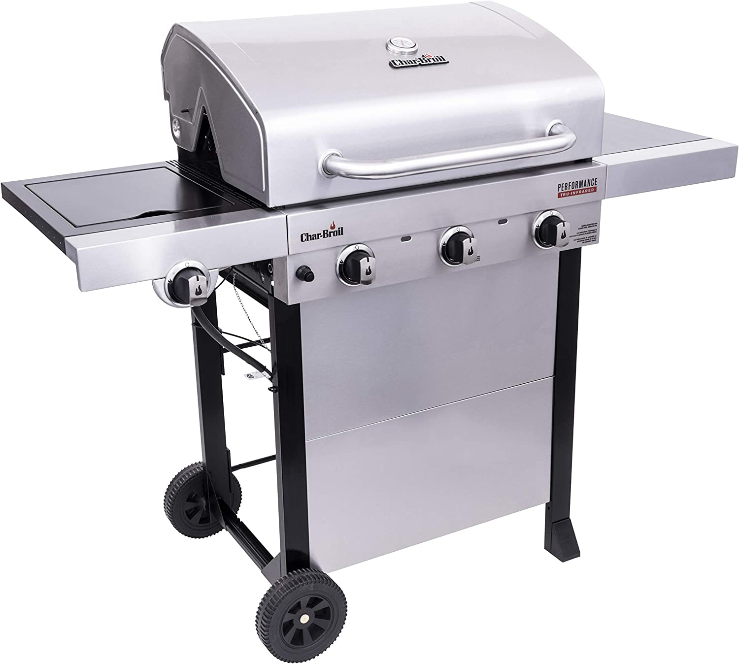 Char-Broil 463370719 Performance TRU-Infrared 3-Burner Cart Style Liquid Propane Grill, Stainless Steel