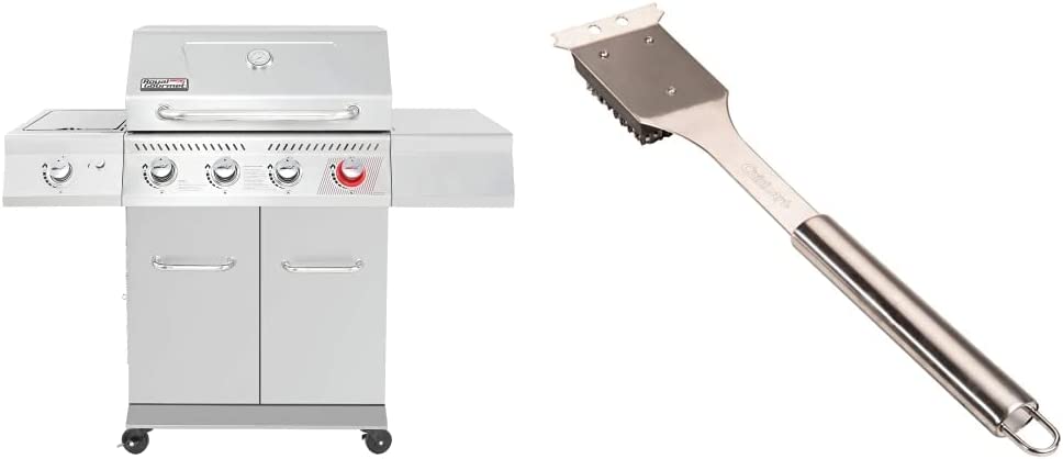 Royal Gourmet GA4402S Stainless Steel 4-Burner BBQ Propane Gas Grill, 54000 BTU Cabinet Style Gas Grill with Sear Burner and Side Burner Perfect Patio Garden Picnic Backyard Party Silver