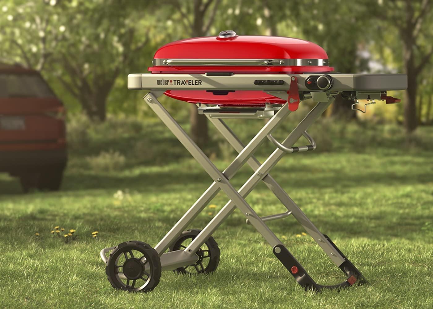 The Weber Traveler Portable Gas Grill, Red