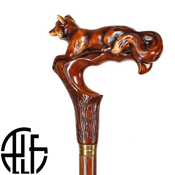 Wooden Walking Cane Stick Fox