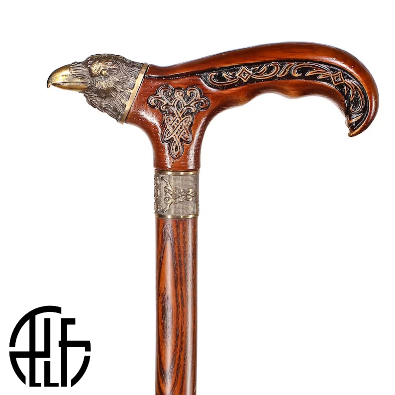 Raven Walking Cane Wood