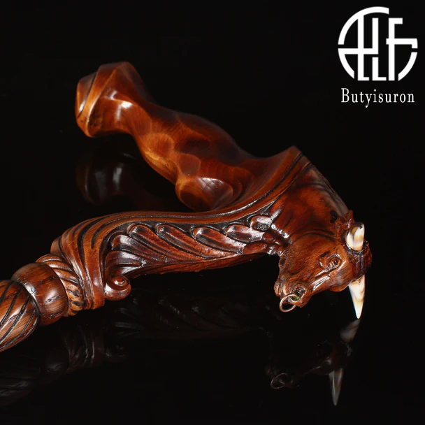 Wooden Ox Bull Cane Walking Stick