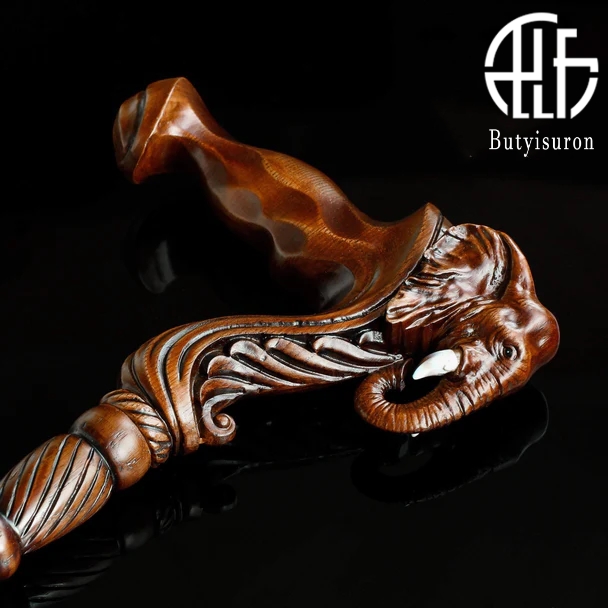 Elephant Cane Wooden Walking Stick Ergonomic Handle