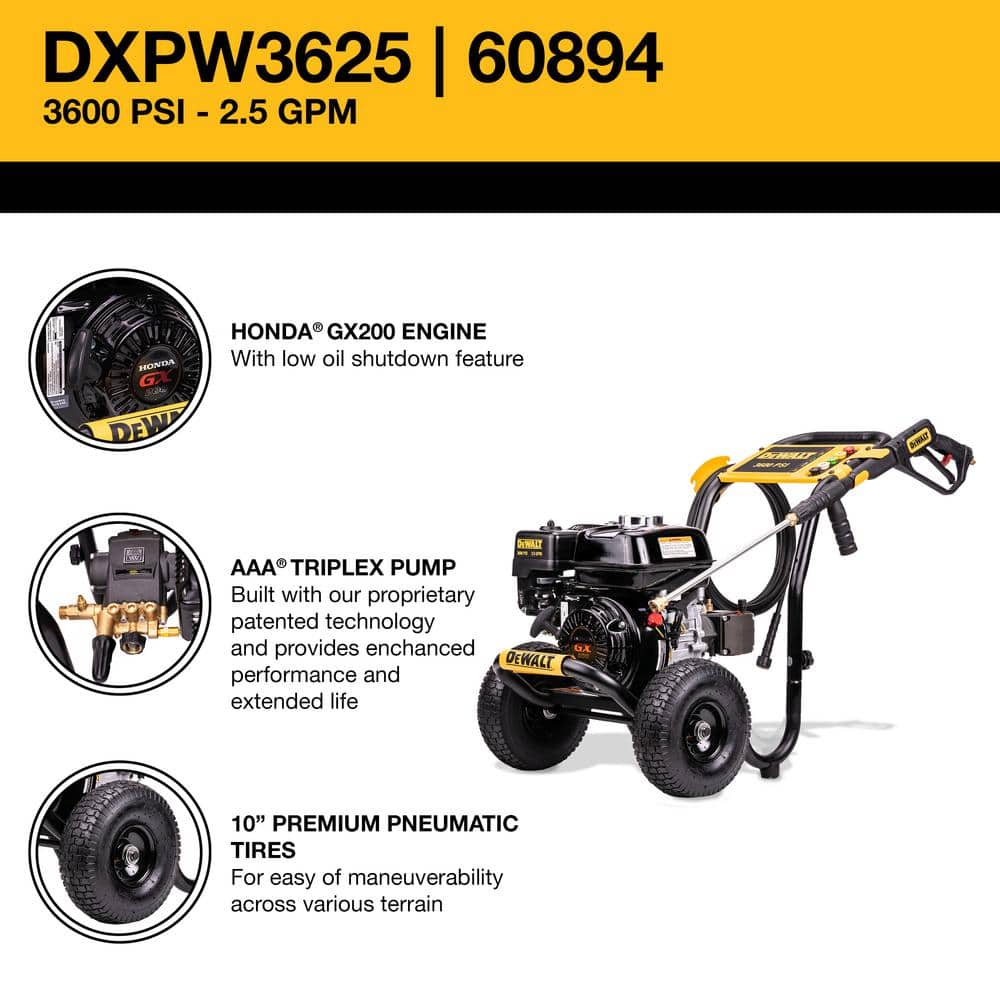3600 PSI 2.5 GPM Gas Cold Water Professional Pressure Washer with HONDA GX200 Engine