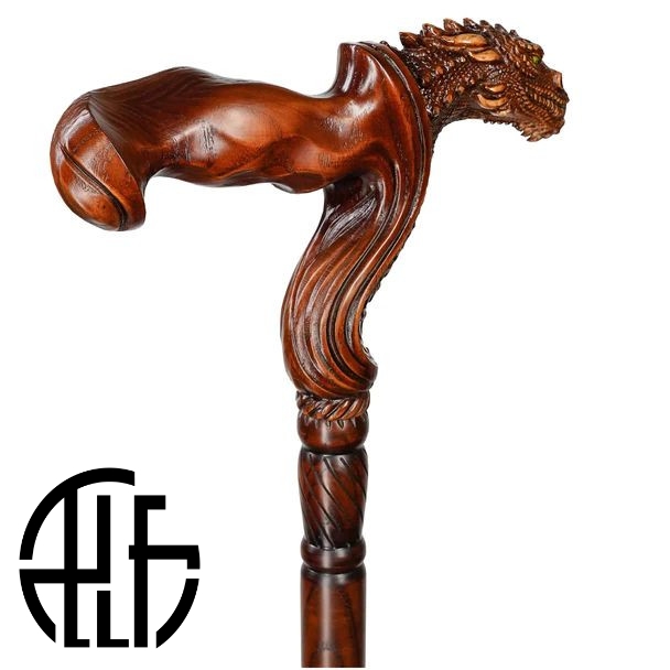 Dragon Cane wooden walking stick