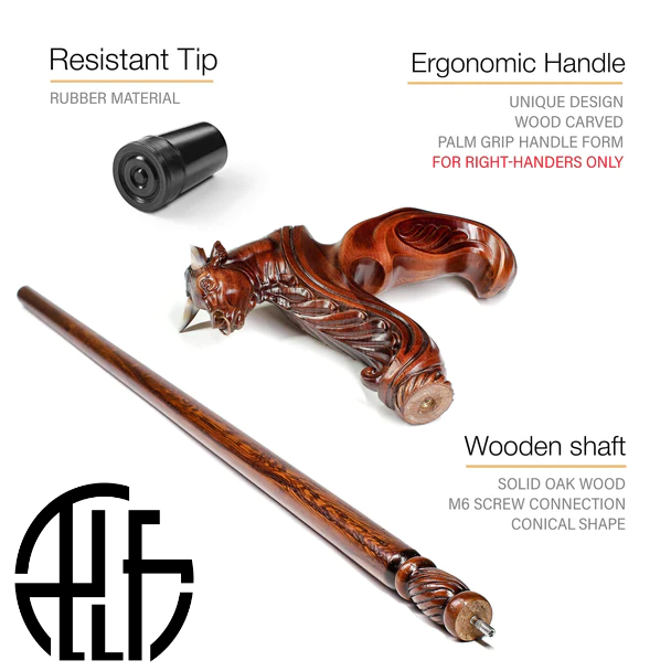 Wooden Ox Bull Cane Walking Stick