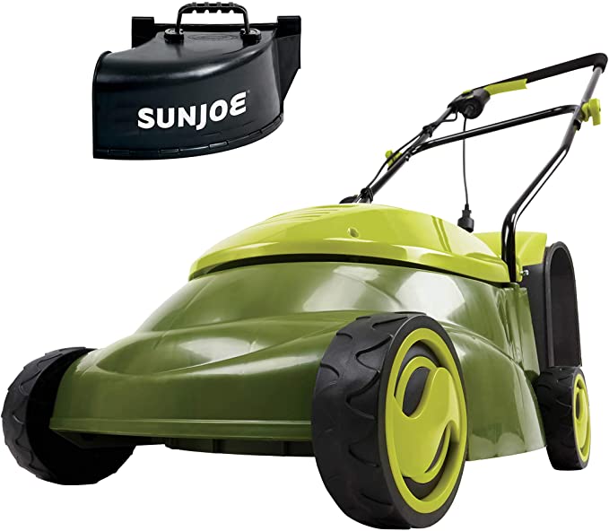 Sun Joe MJ401E-PRO Electric Lawn Mower w/Collapsible Handle, 3-Position Height Control, 10.6-Gallon Bag and Side Discharge Chute, 14 /13 Amp, Green