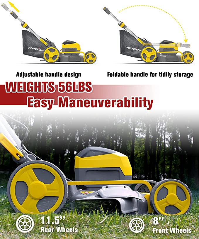 PowerSmart Lawn Mower, 80V 6.0Ah Battery Powered Lawn Mower, 21Inch Push Lawn Mower, Cordless Lawn Mower, 5 Adjustable Heights (1.18''-3.0'' ), Battery & Charger Included