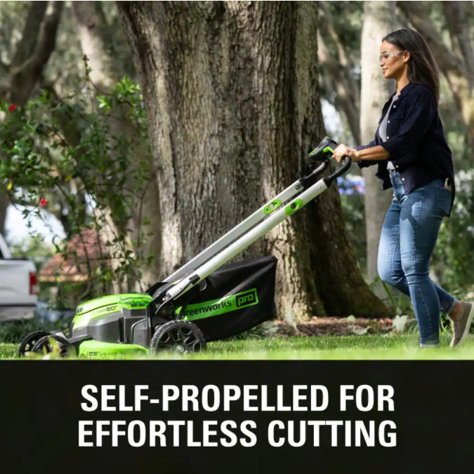 PRO 25 in. 60V Battery Self Propelled Walk-Behind Lawn Mower with (2) 4.0 Ah Batteries and Charger