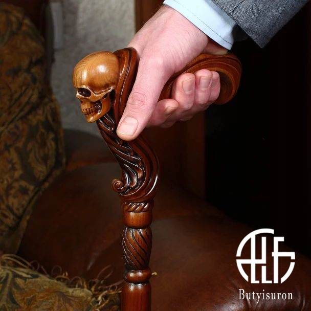 Skull Cane Wooden Walking Stick
