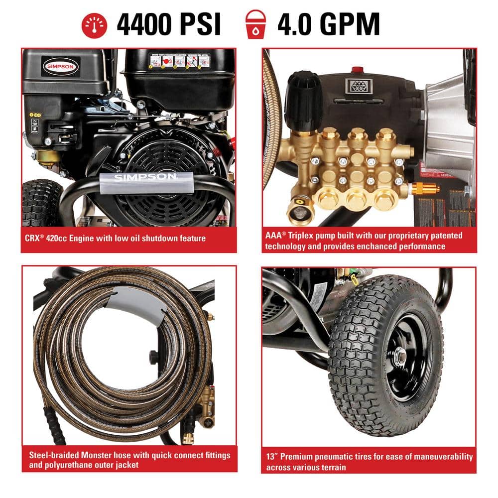Powershot 4400 PSI 4.0 GPM Gas Cold Water Pressure Washer with CRX 420cc Engine
