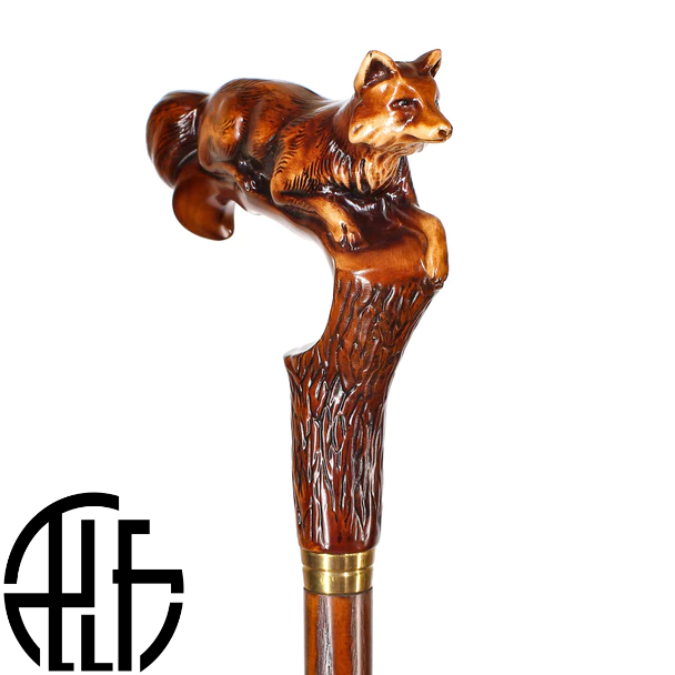 Wooden Walking Cane Stick Fox