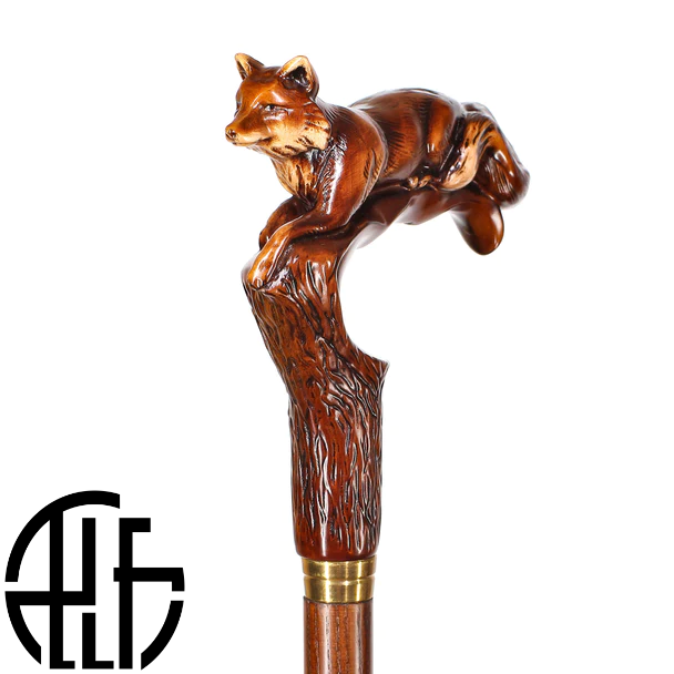 Wooden Walking Cane Stick Fox