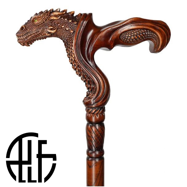 Dragon Cane wooden walking stick