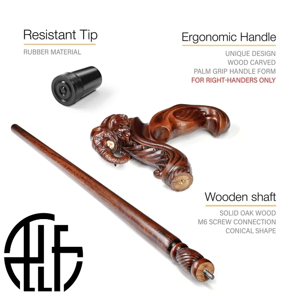 Elephant Cane Wooden Walking Stick Ergonomic Handle