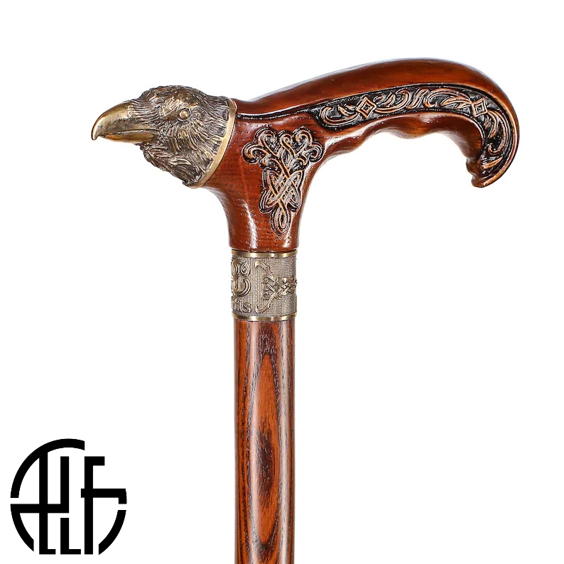 Raven Walking Cane Wood