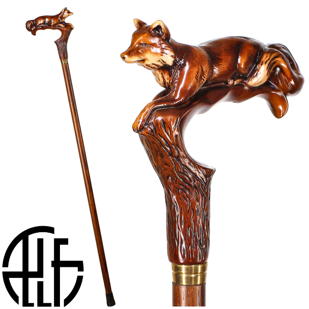 Wooden Walking Cane Stick Fox