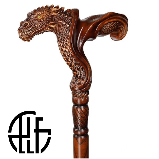 Dragon Cane wooden walking stick