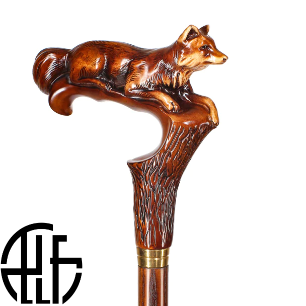 Wooden Walking Cane Stick Fox